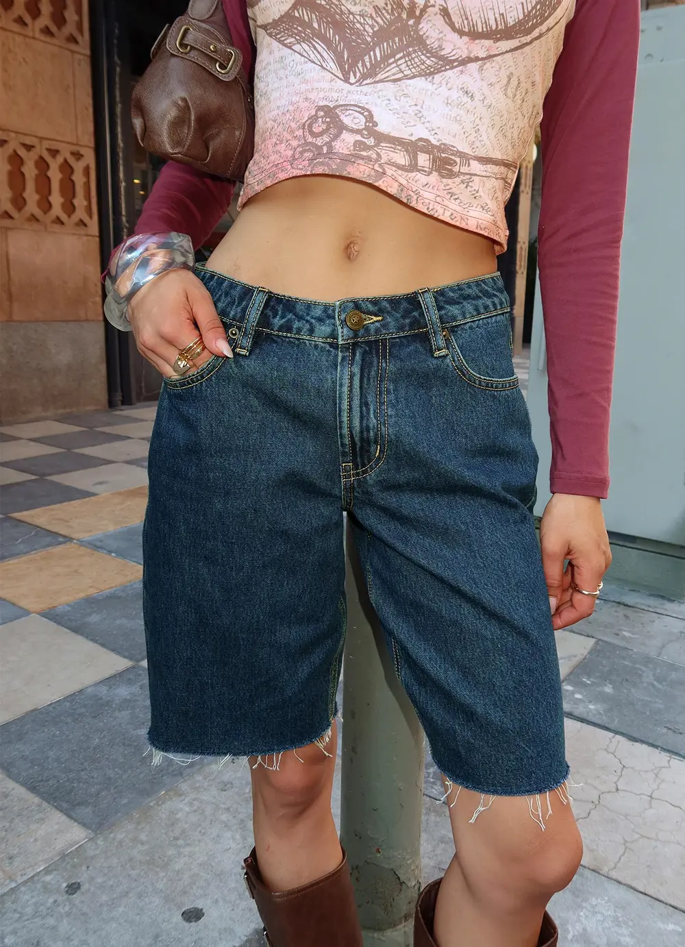 Cult Classic Longline Denim Shorts Vintage Wash