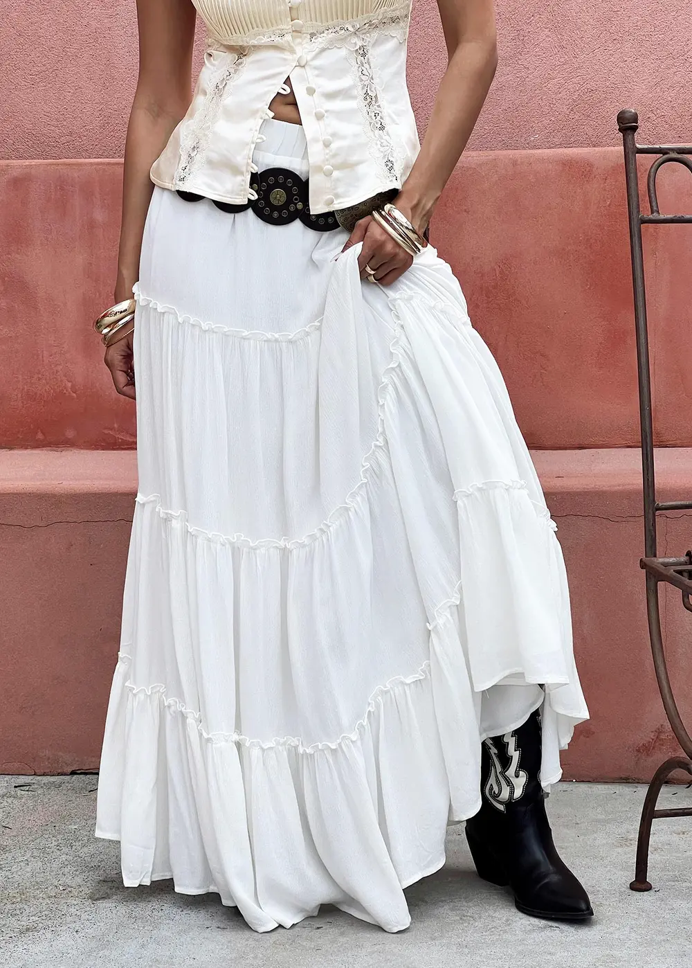 Miriah Maxi Skirt White Low Impact