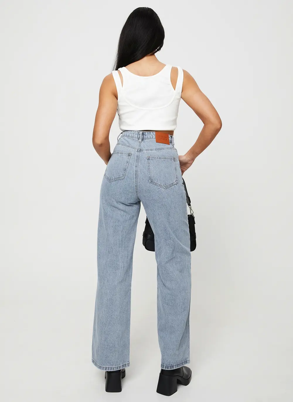 Nicolo High Rise Straight Leg Jeans Light Blue Wash