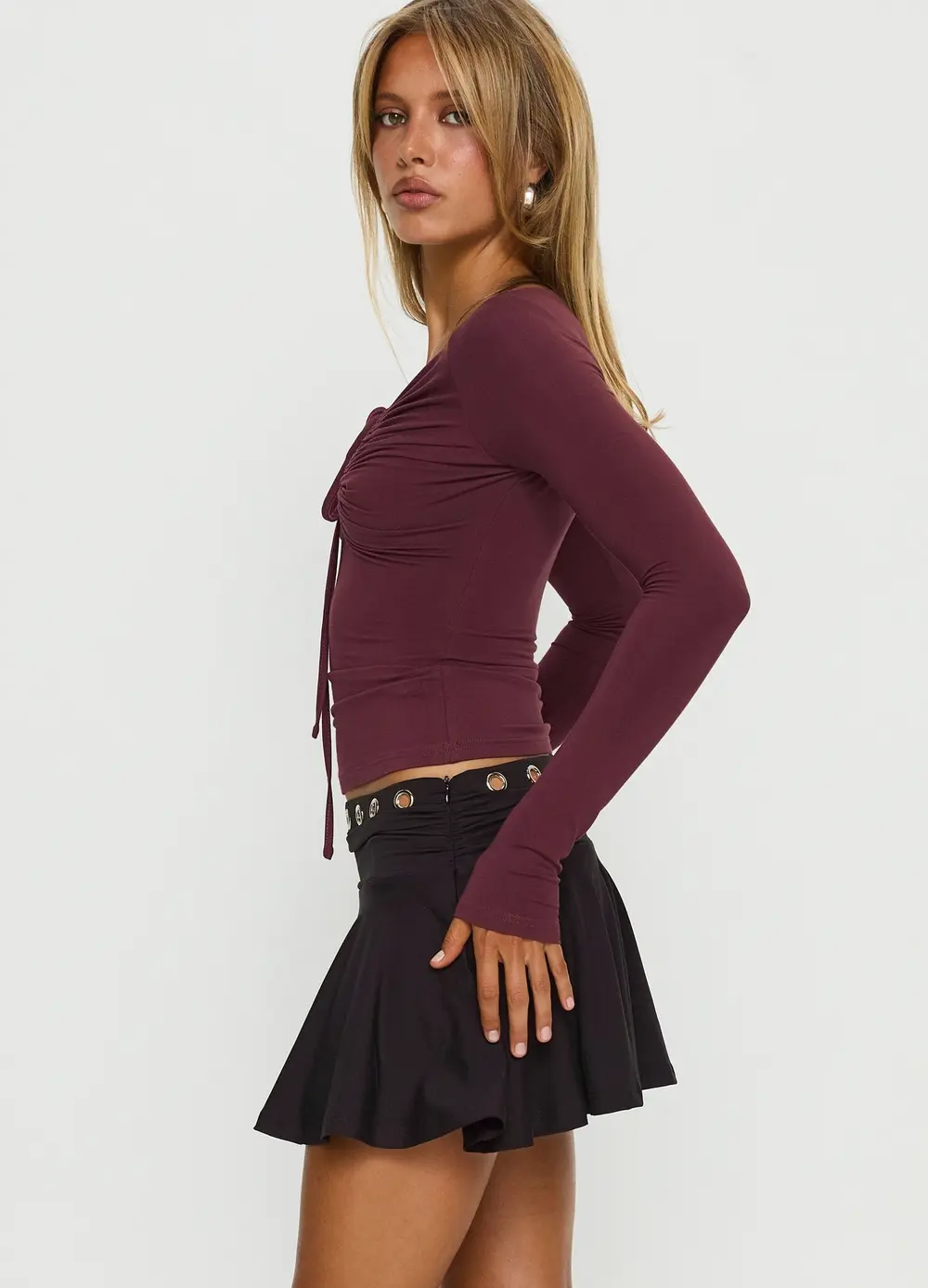 Amryn Eyelet Mini Skirt Black