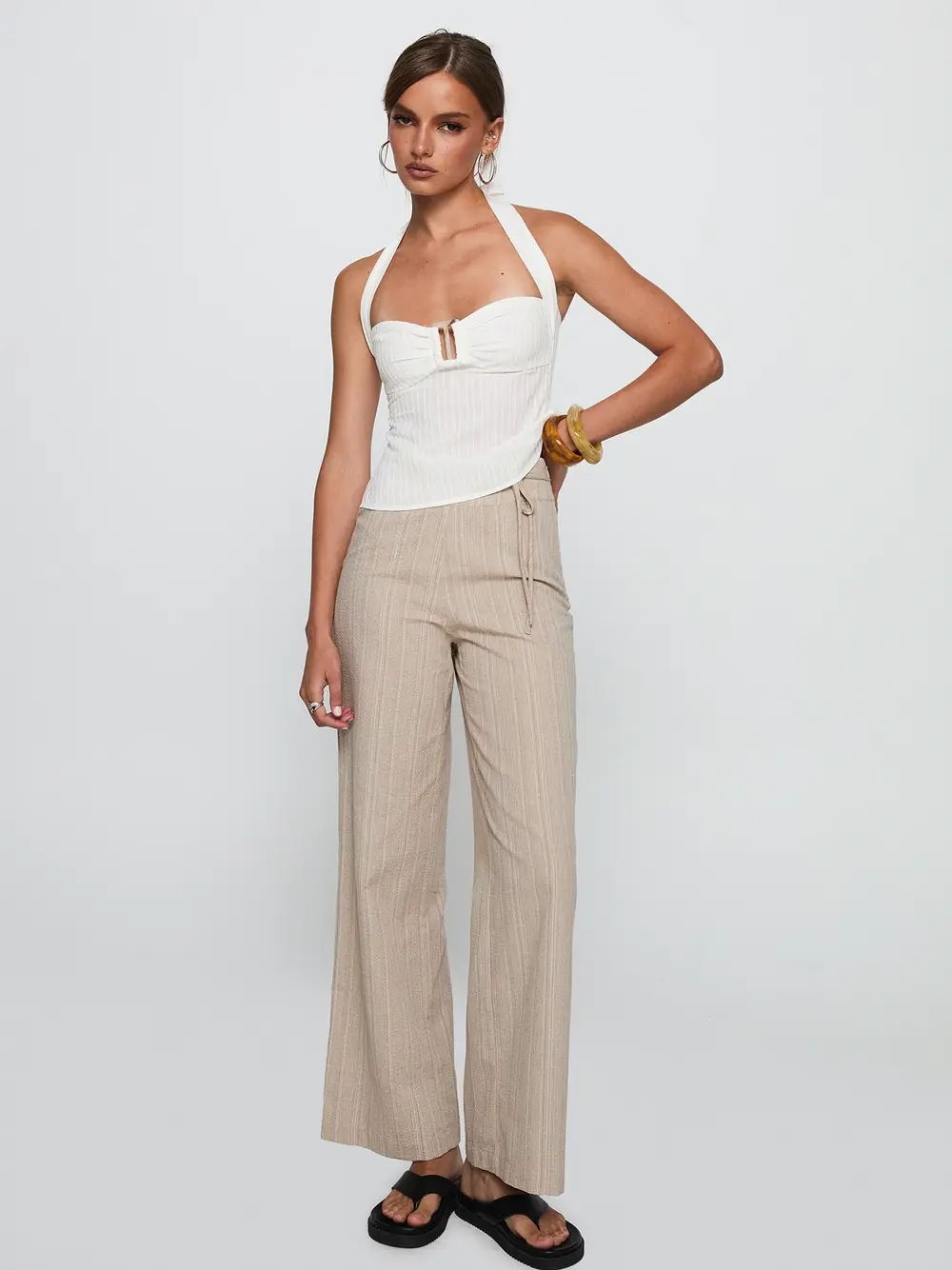 Rush Hours Tie Up Pants Beige