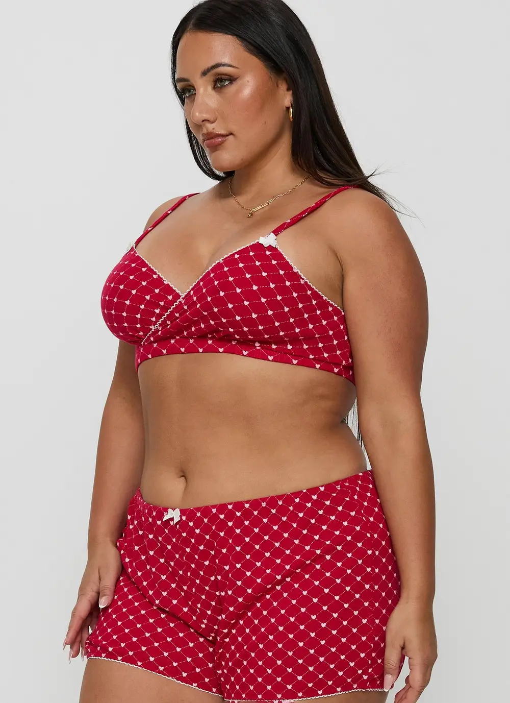 Slumber Pointelle Sleep Bralette Red Curve