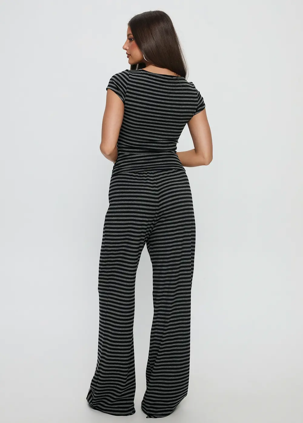Gavrielle Jersey Wide Leg Pants Stripe