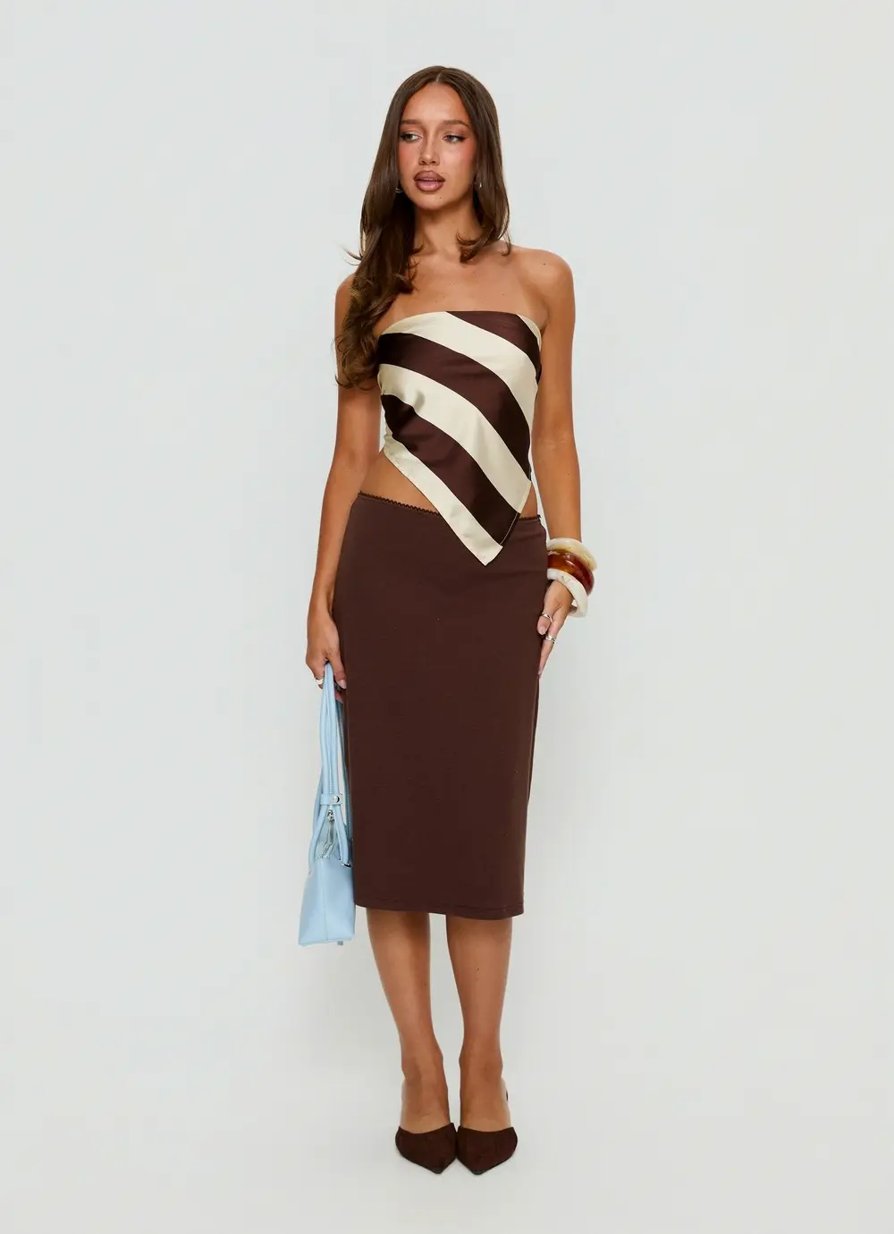 Baseline Rib Midi Skirt Chocolate