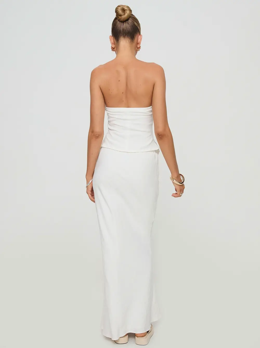 Mercer Linen Blend Maxi Skirt White