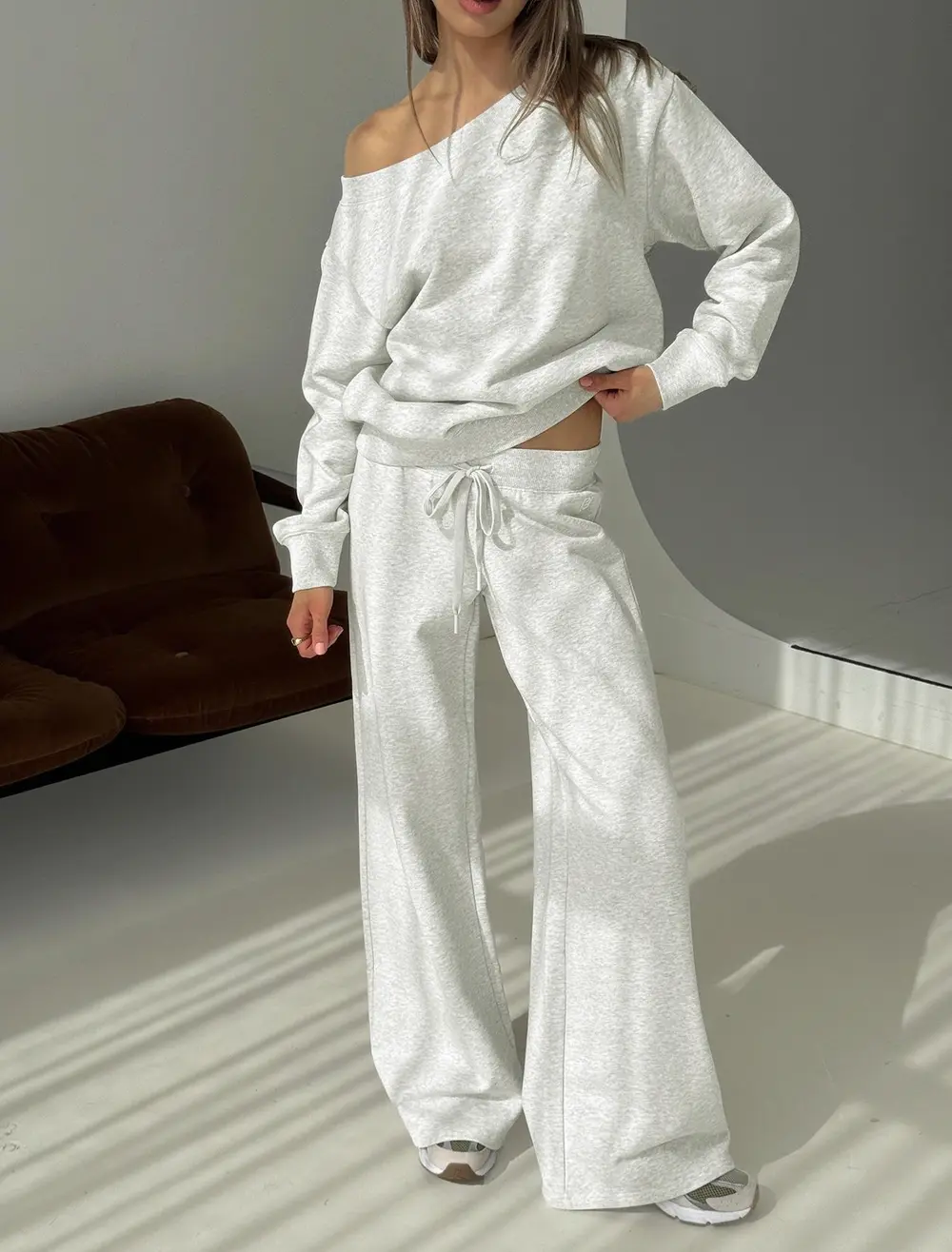 Dodie Wide Leg Pants Grey Marle