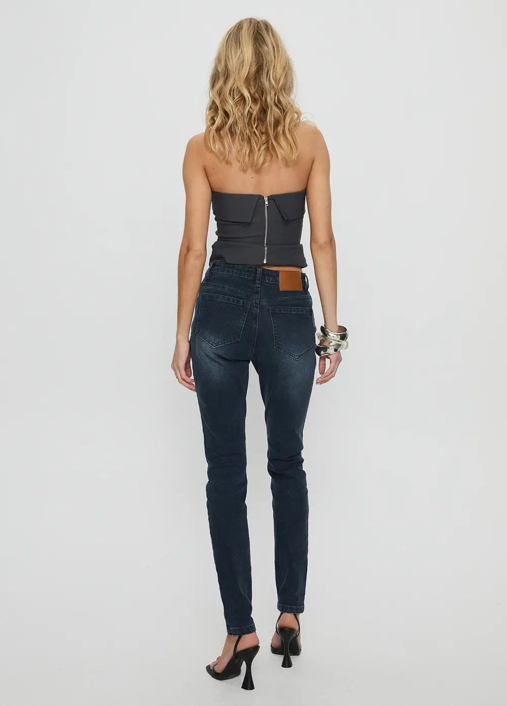 Illyssa Mid Rise Skinny Jeans Washed Charcoal