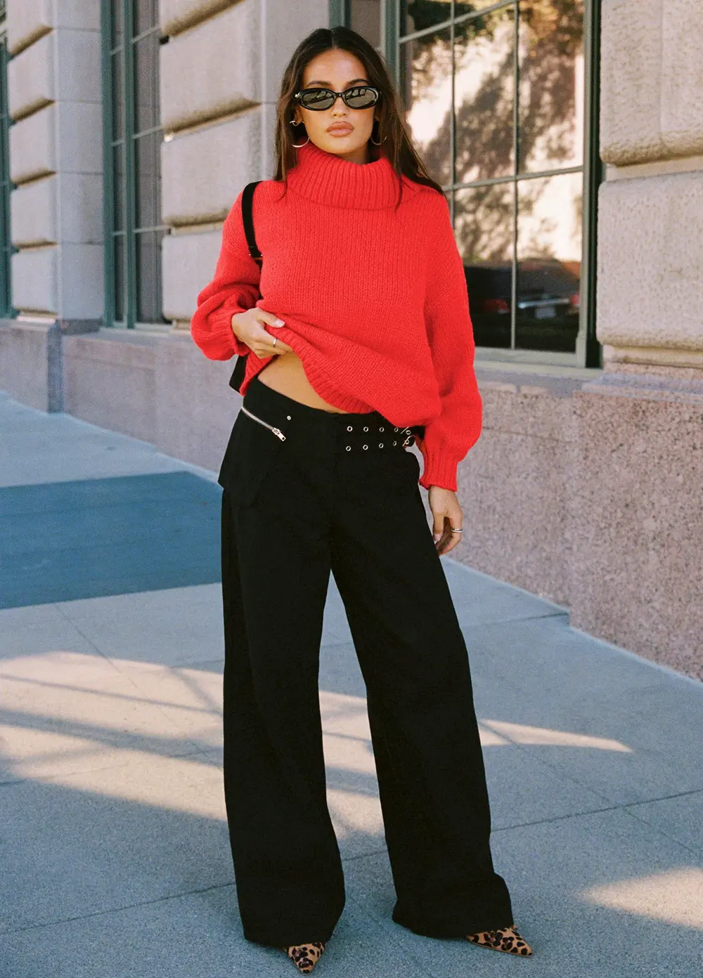 Paltrow Mid Rise Wide Leg Cargo Jeans Black