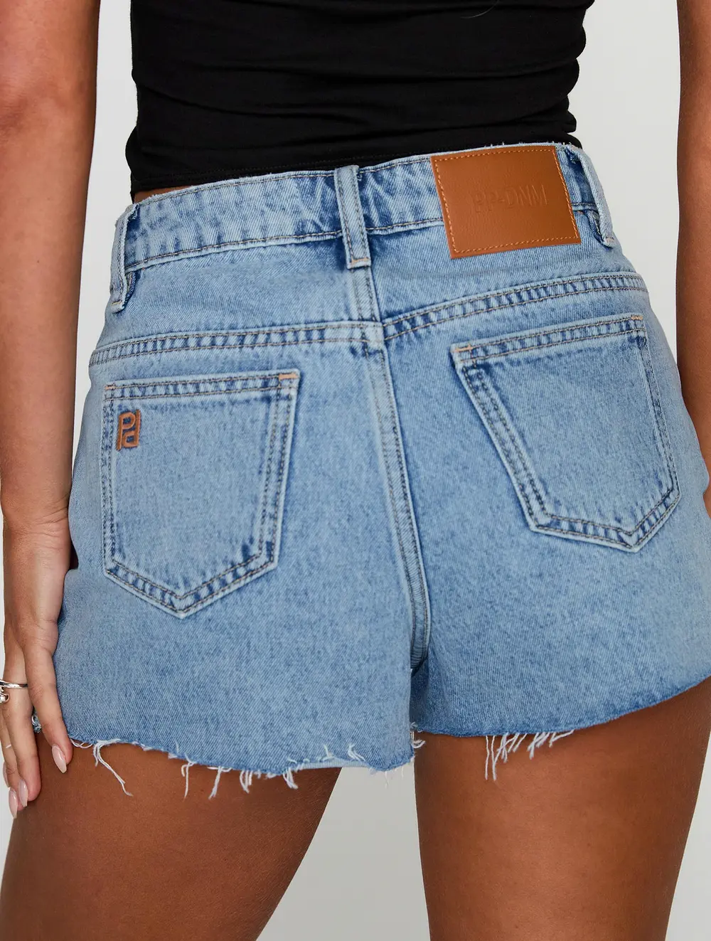 Top Tier Mid Rise Denim Shorts Light Wash