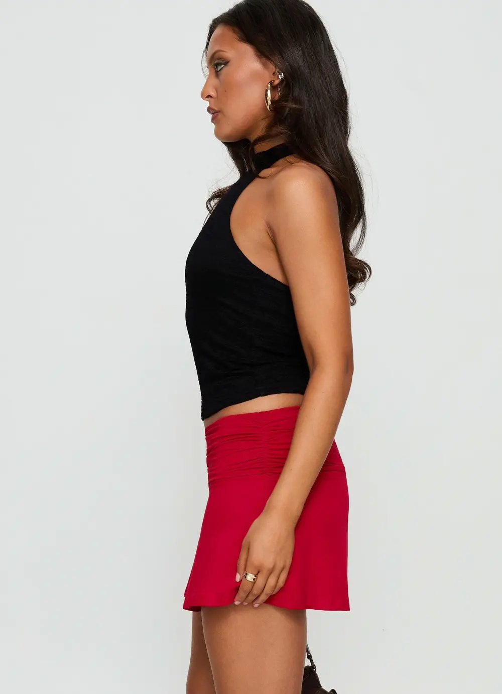 Tamsyn Ruched Mini Skirt Red