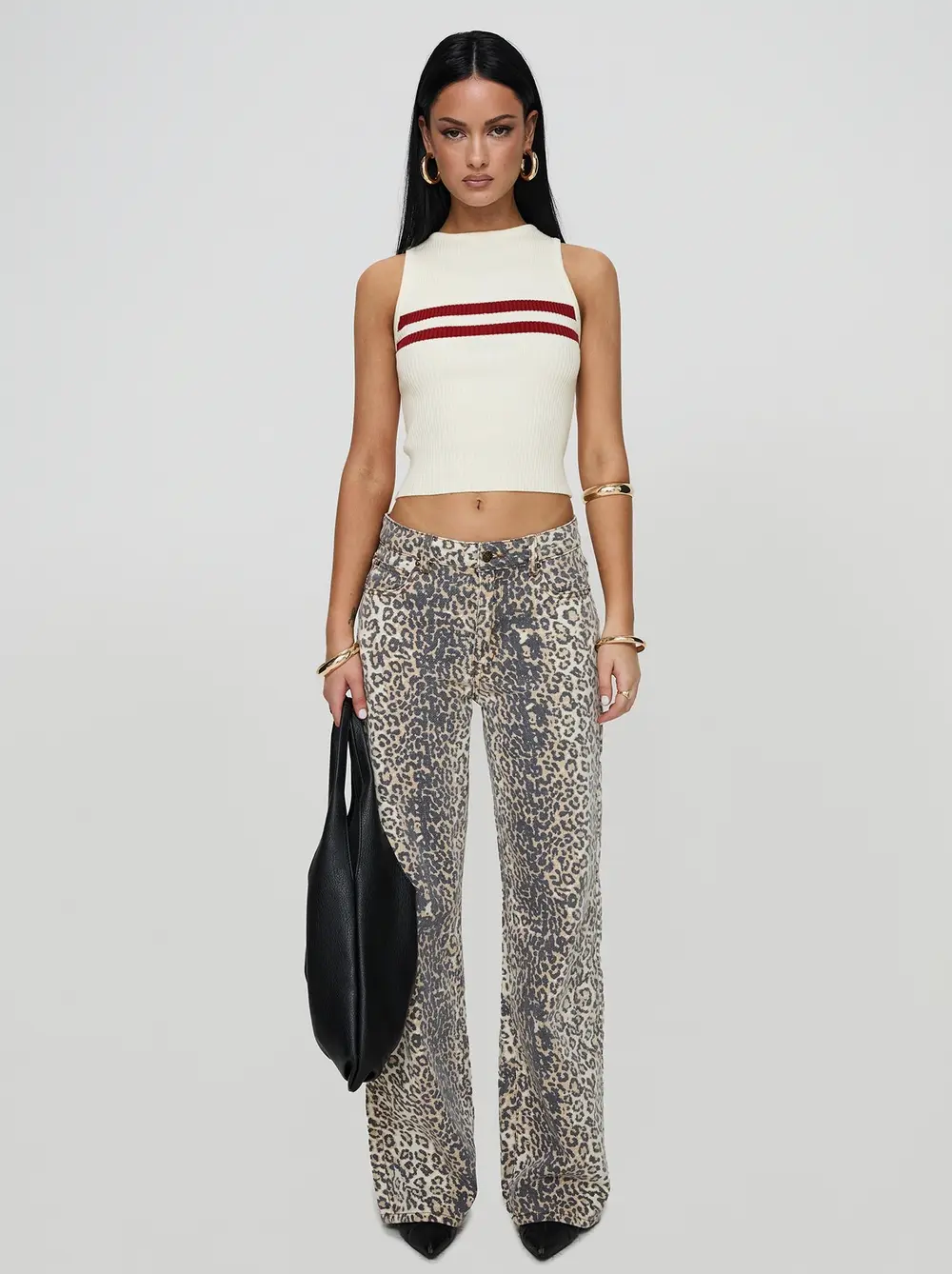 Top Model Low Rise Straight Leg Jeans Leopard Fade