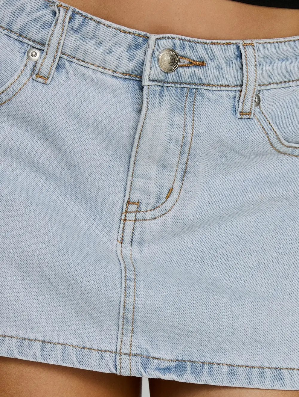 Baxon Low Rise Micro Denim Skort Light Blue Wash