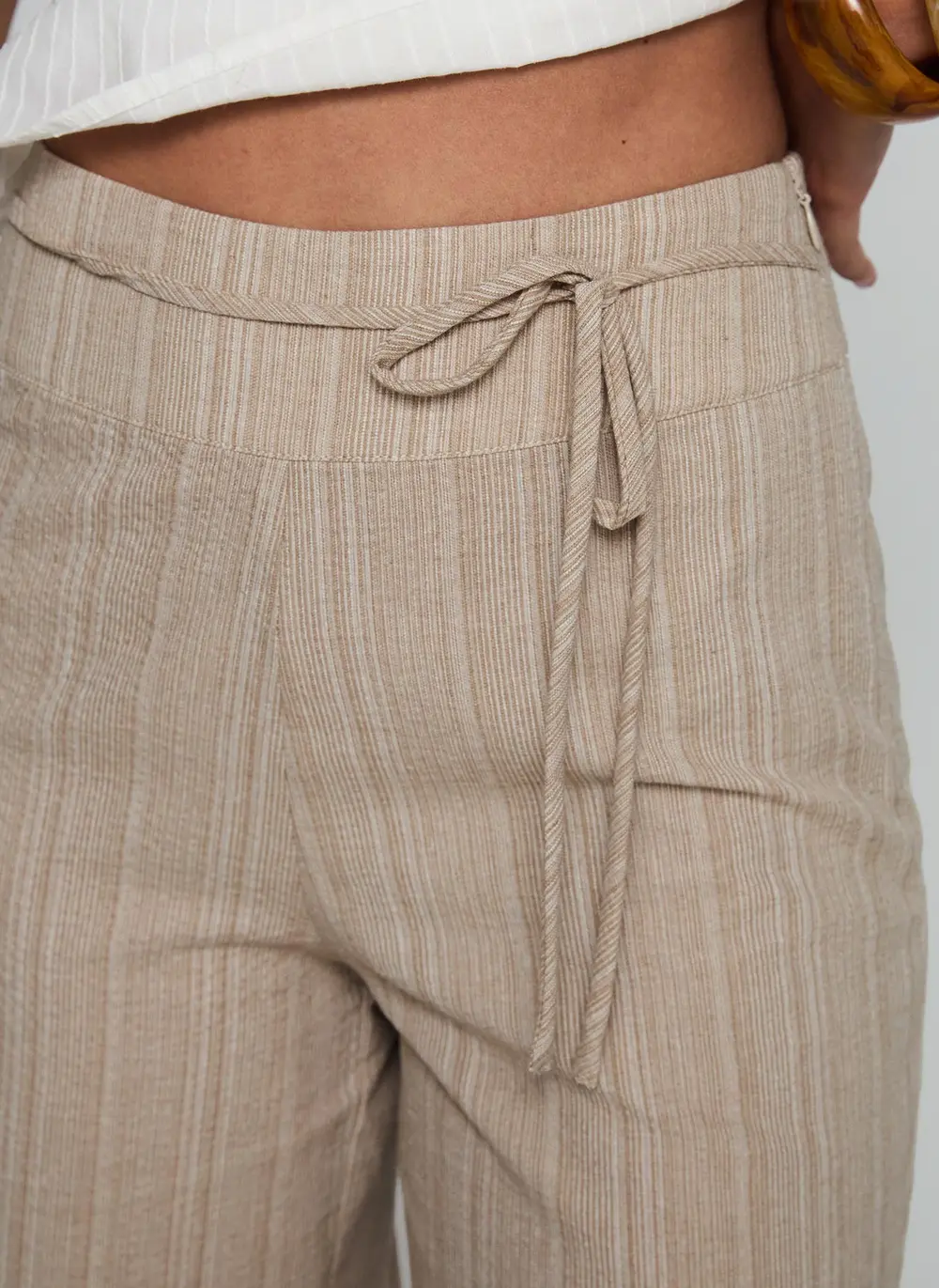 Rush Hours Tie Up Pants Beige