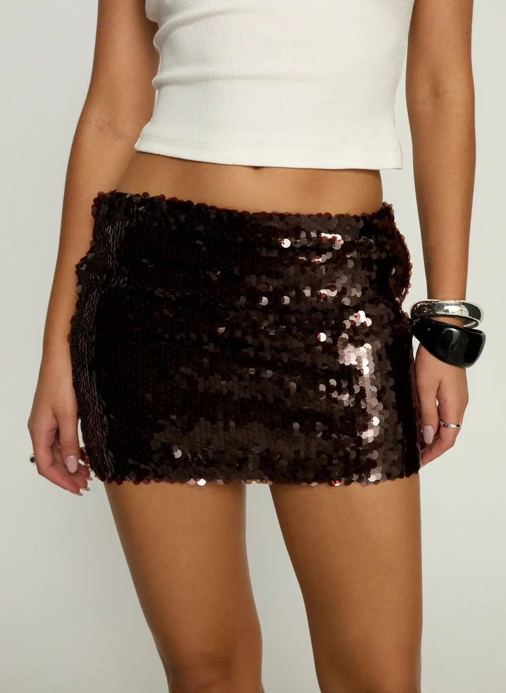 Lanita Sequin Mini Skirt Chocolate