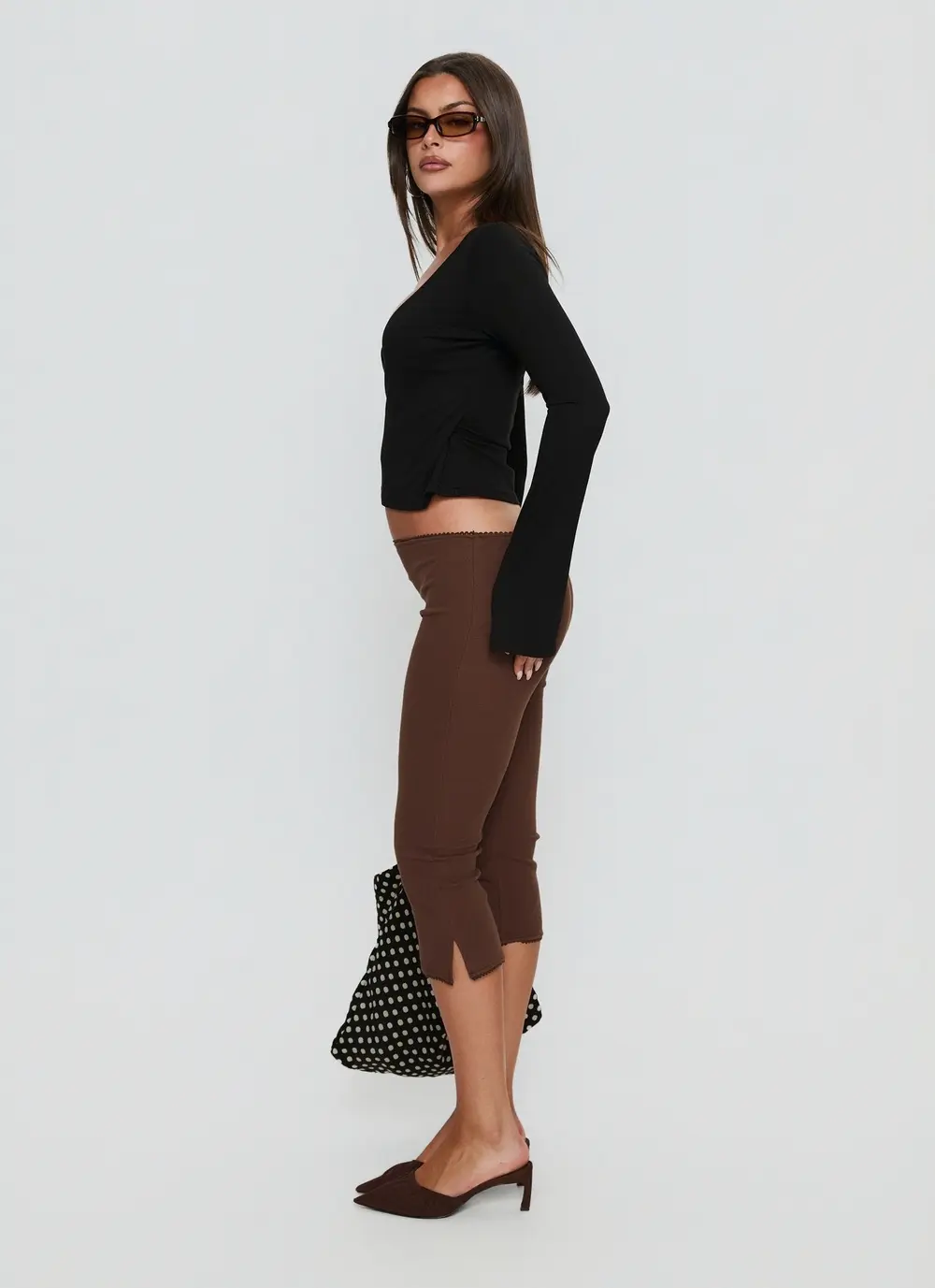 Baseline Rib Capri Pants Chocolate
