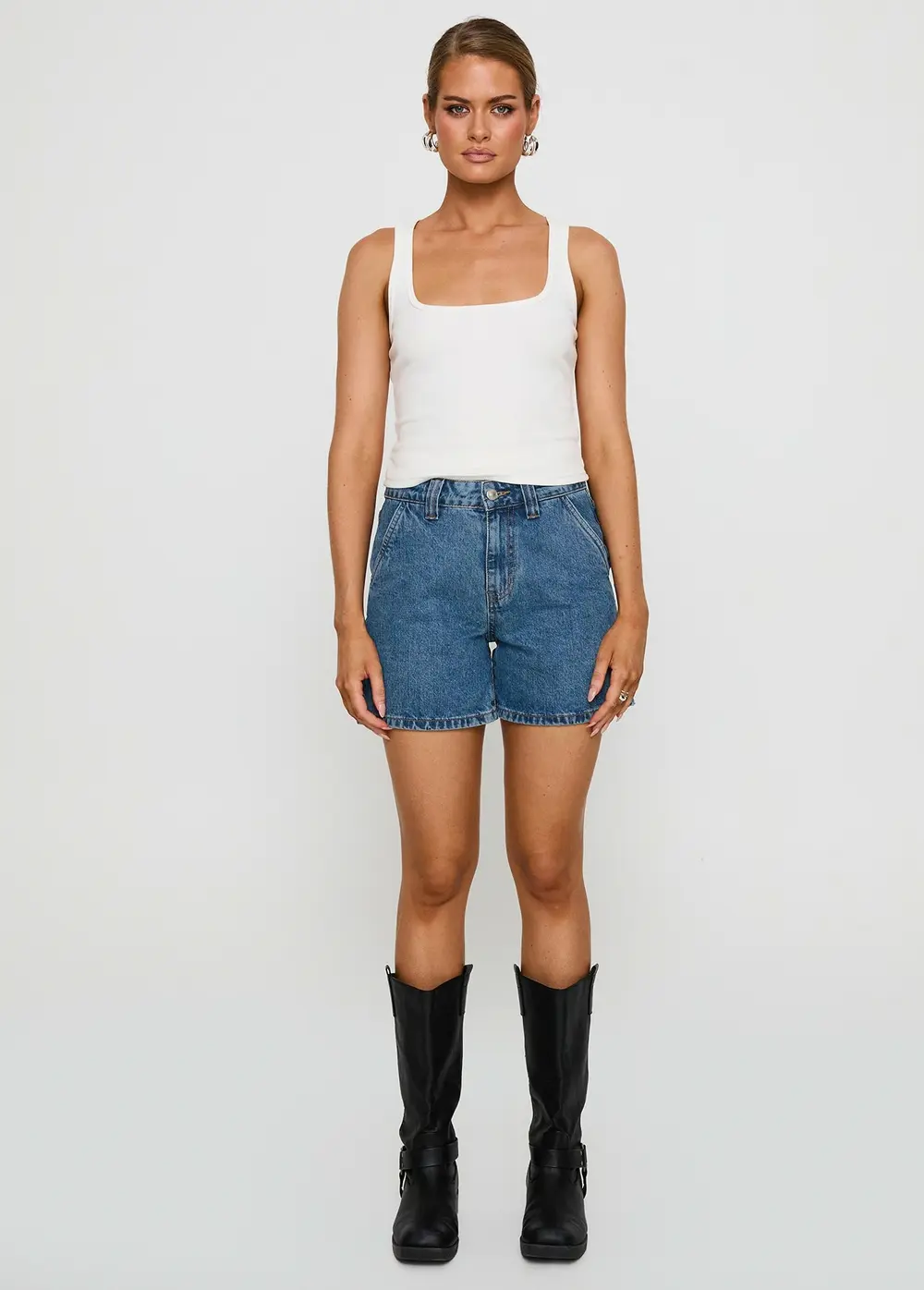 Lou Carpenter Denim Shorts Mid Wash