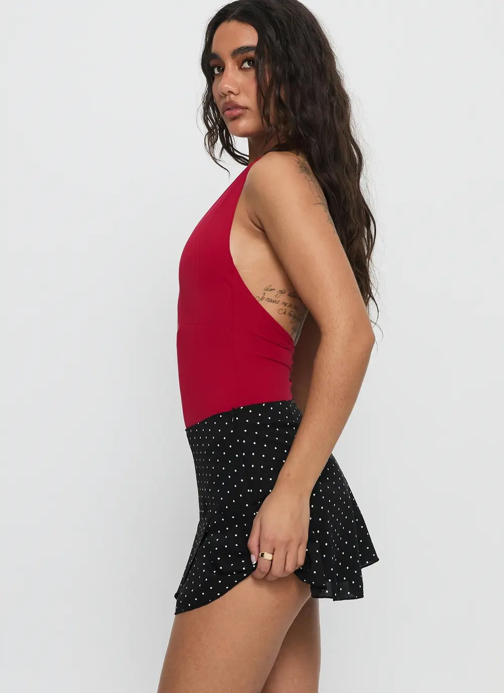 Sonsie Mini Skirt Black / White Polka