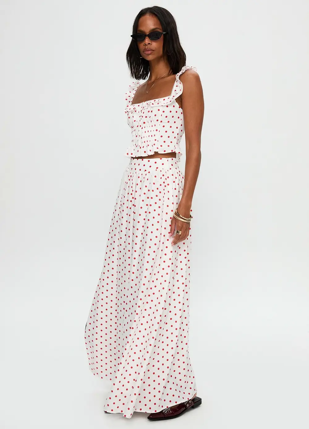 Valerio Maxi Skirt White / Red