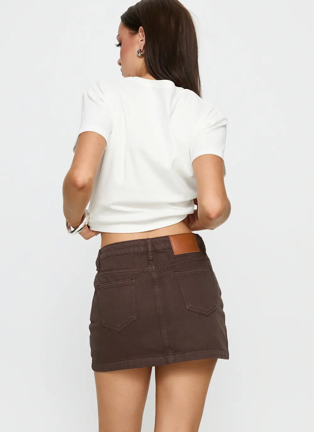 Nickei Denim Mini Skirt Chocolate