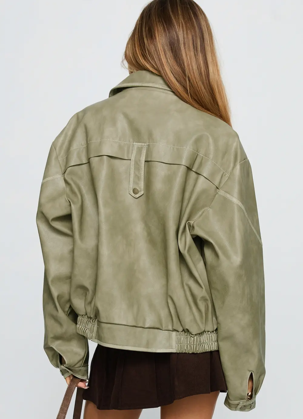 Jaxton Faux Leather Jacket Taupe