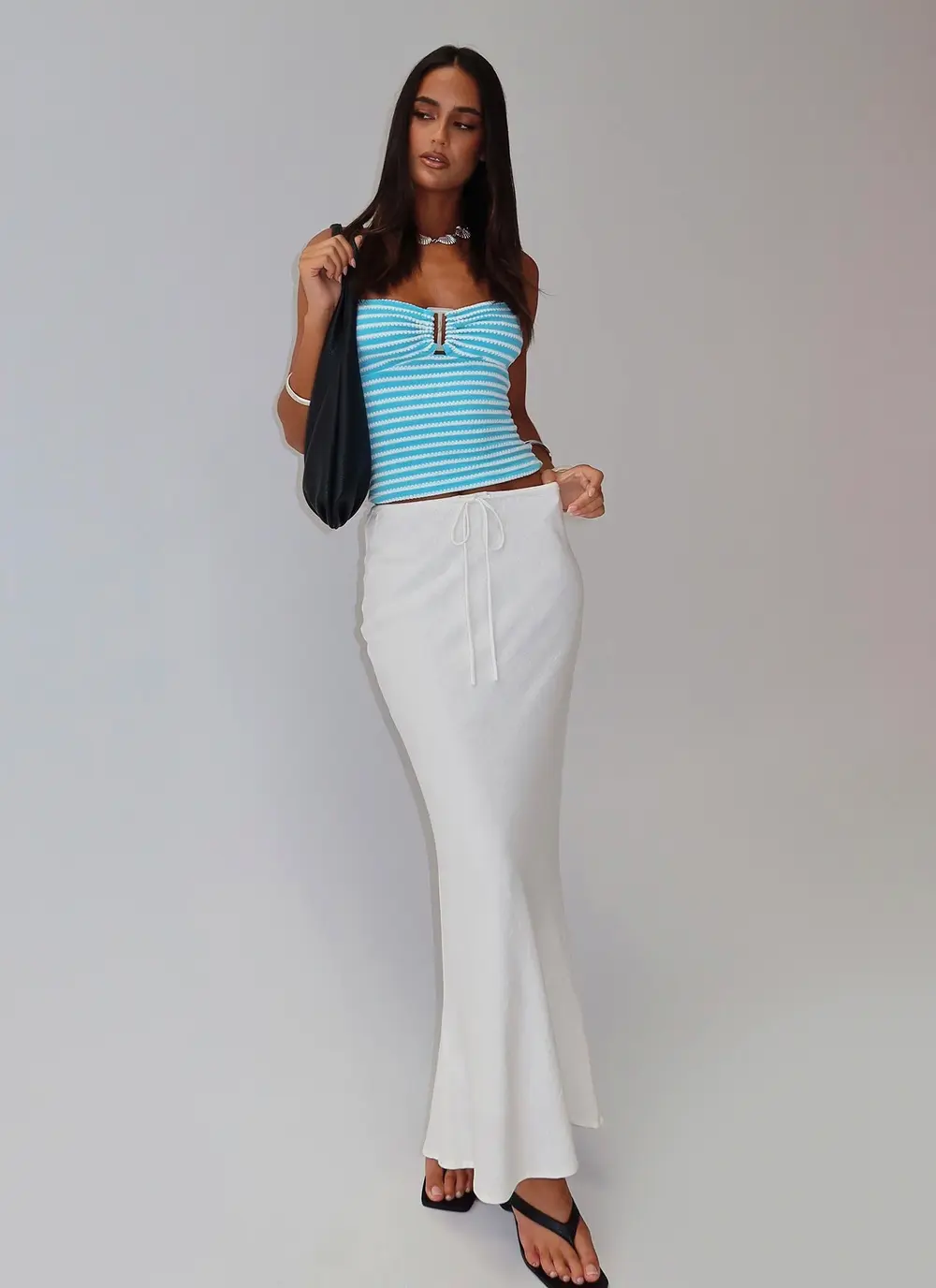 Mercer Linen Blend Maxi Skirt White