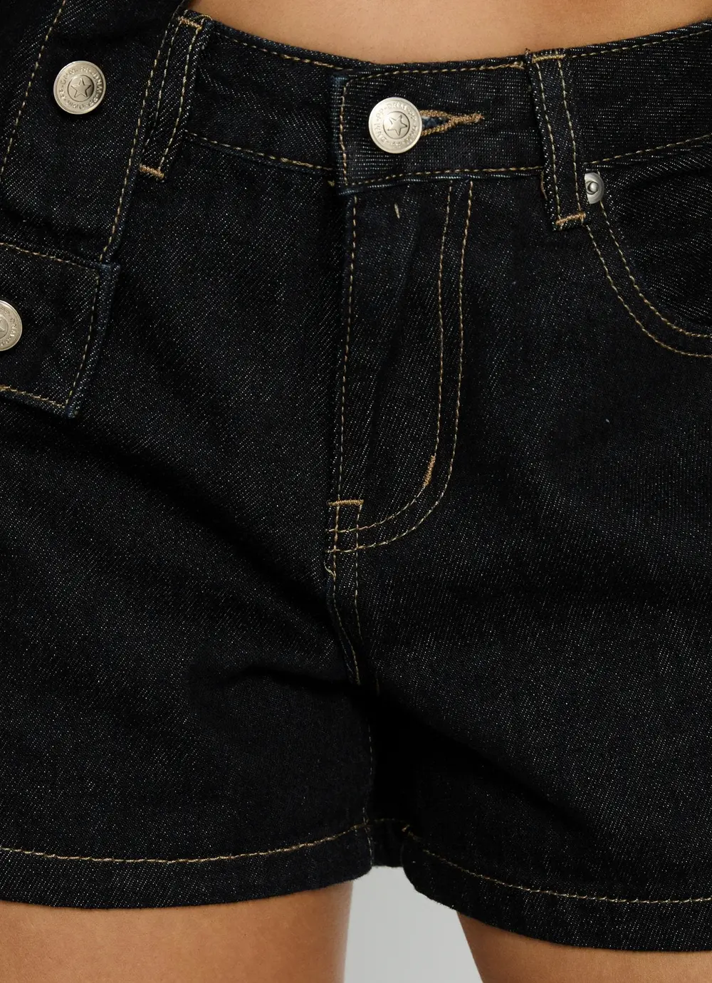 Mackenza Mid Rise Denim Shorts Raw Denim