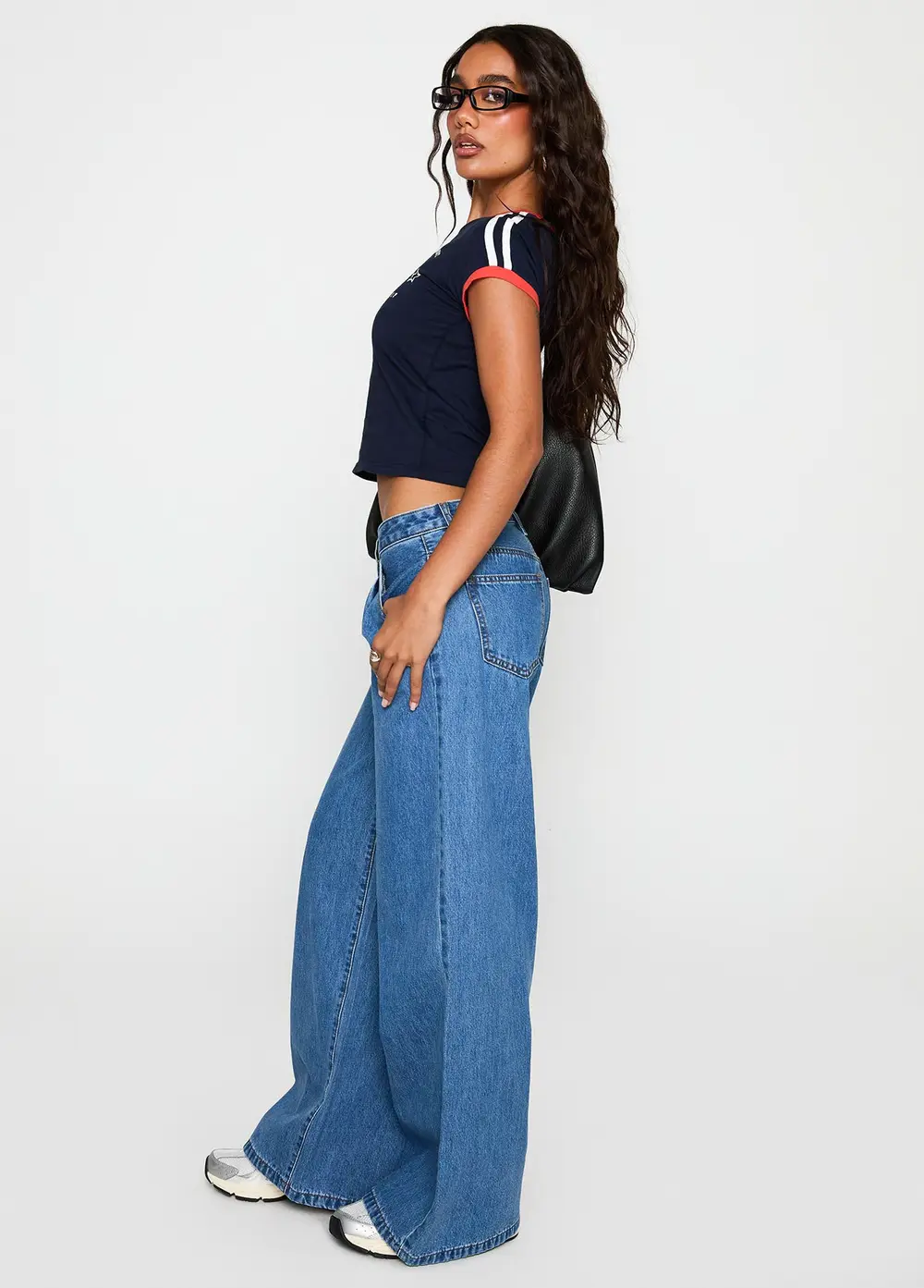Supercut Low Rise Baggy Pleat Jeans Mid Blue