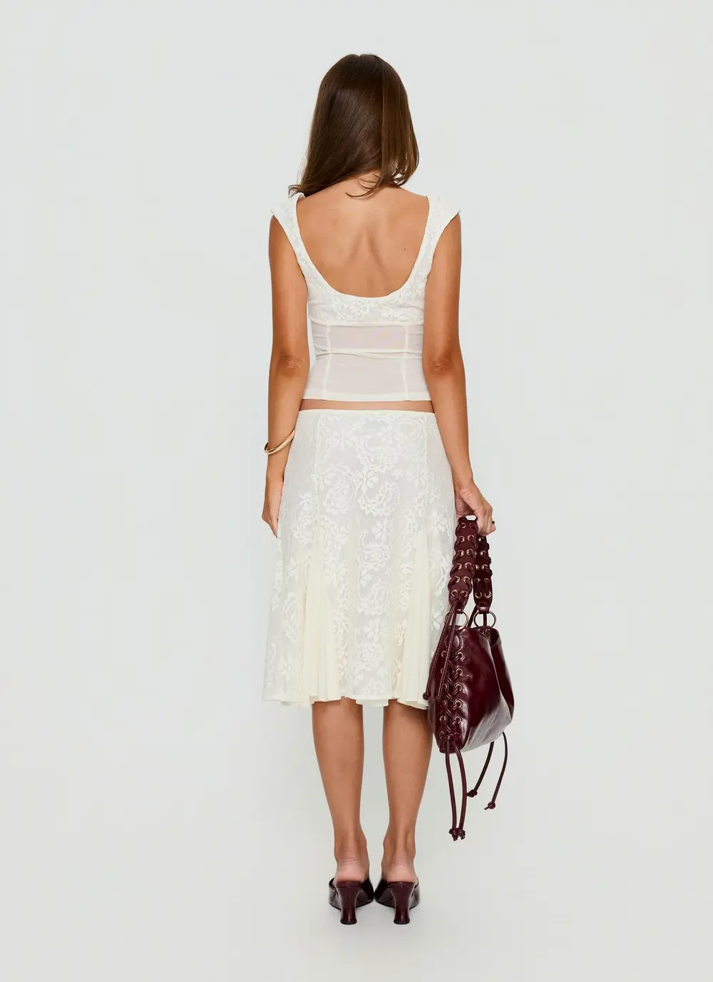 Quani Lace Midi Skirt Cream