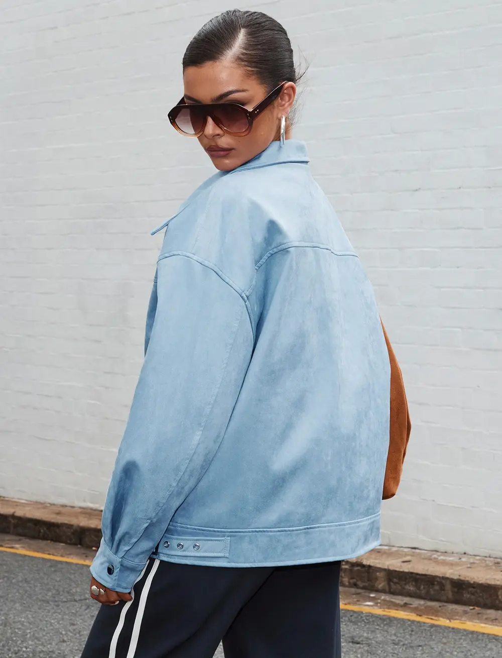 Goldsmith Faux Suede Bomber Jacket Blue