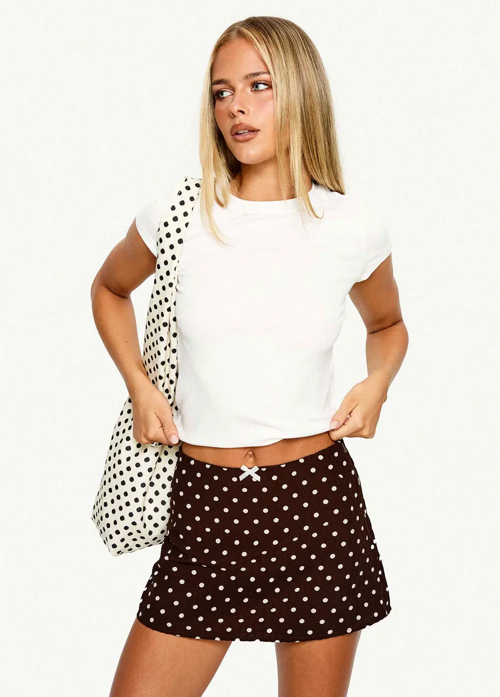 Tejano Mini Skirt Brown Polka Dot
