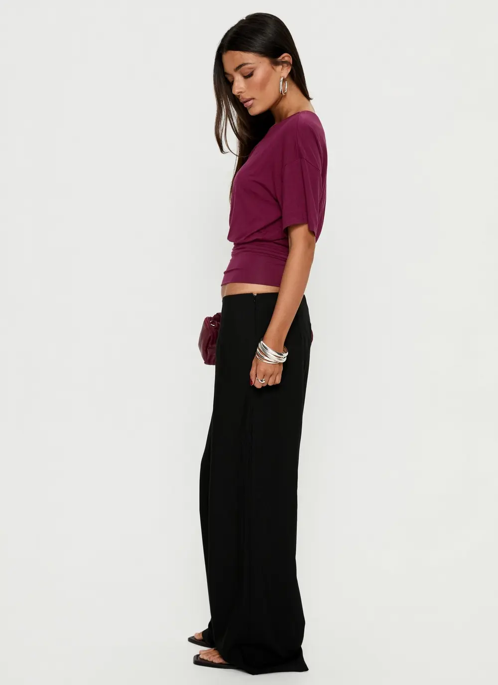 Khane Low Rise Wide Leg Pant Black