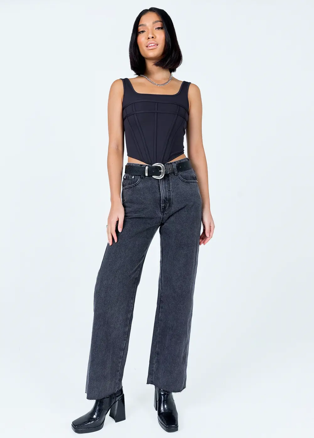 Arlington High Rise Straight Leg Denim Jeans Black