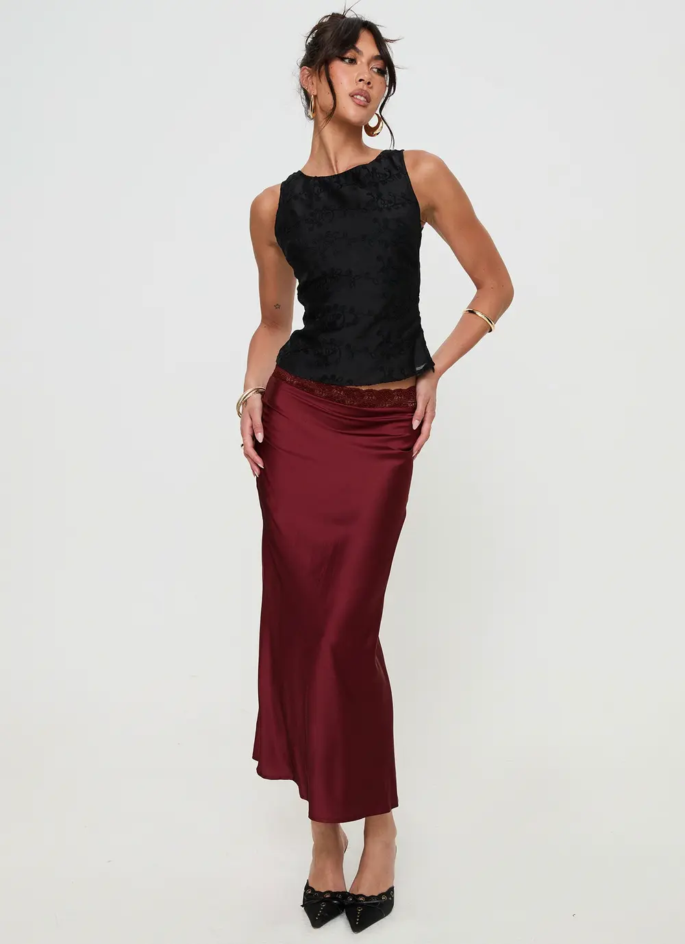 The Charmaine Maxi Skirt Burgundy