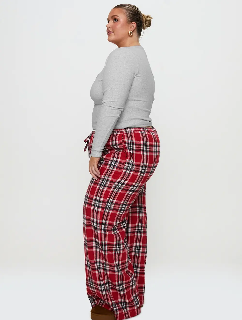 In The Morning Sleep Pant Red Check Curve