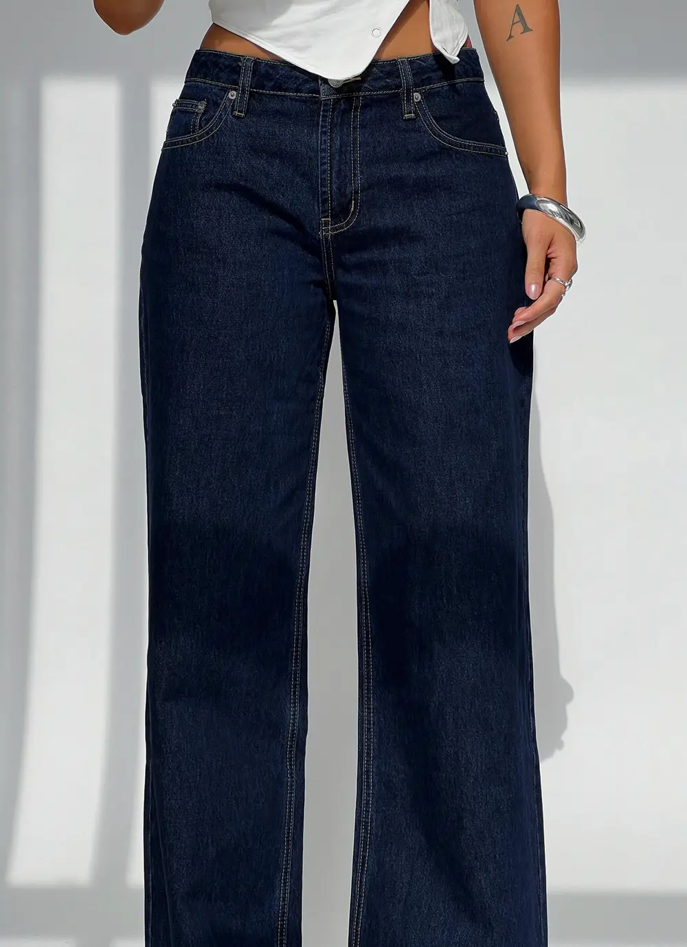 Darla Low Rise Straight Leg Jean Dark Blue Wash