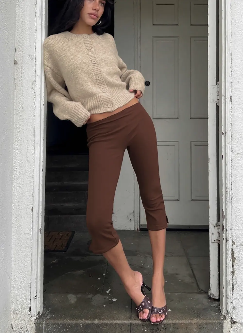 Baseline Rib Capri Pants Chocolate