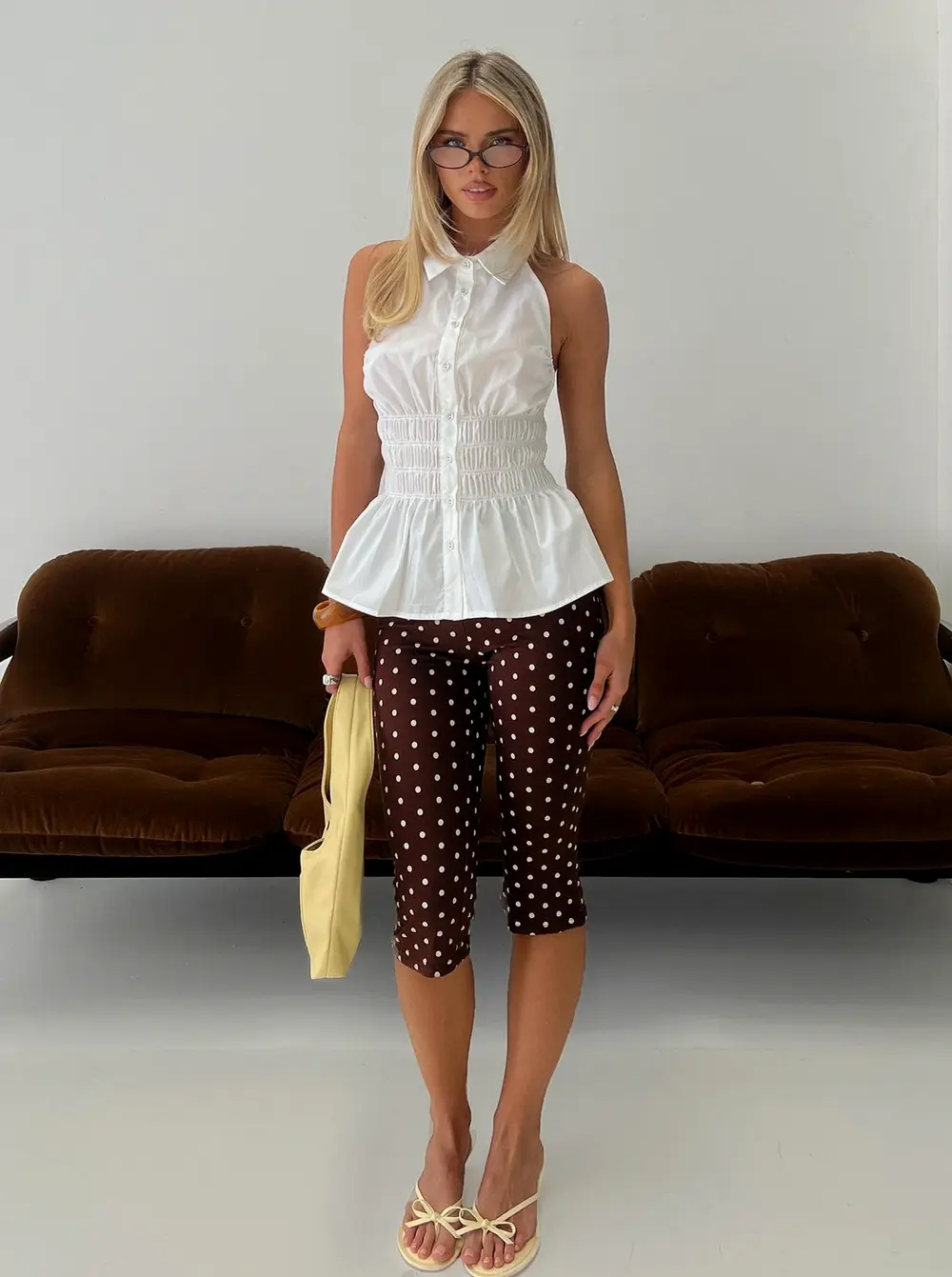 Samaira Capri Pant Brown Polka Dot