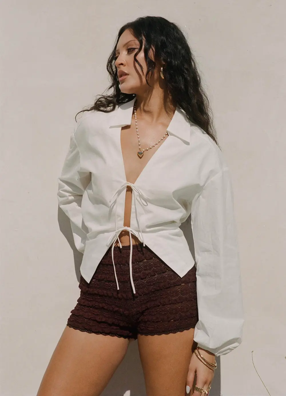 Angelis Lace Shorts Chocolate