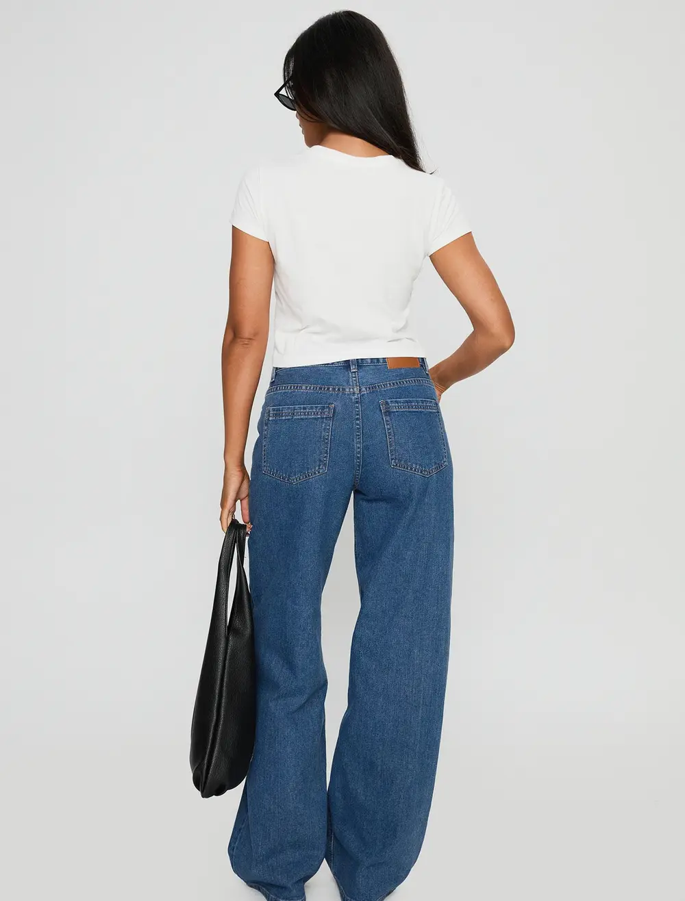 Taji Mid Rise Wide Leg Jeans Dark Blue