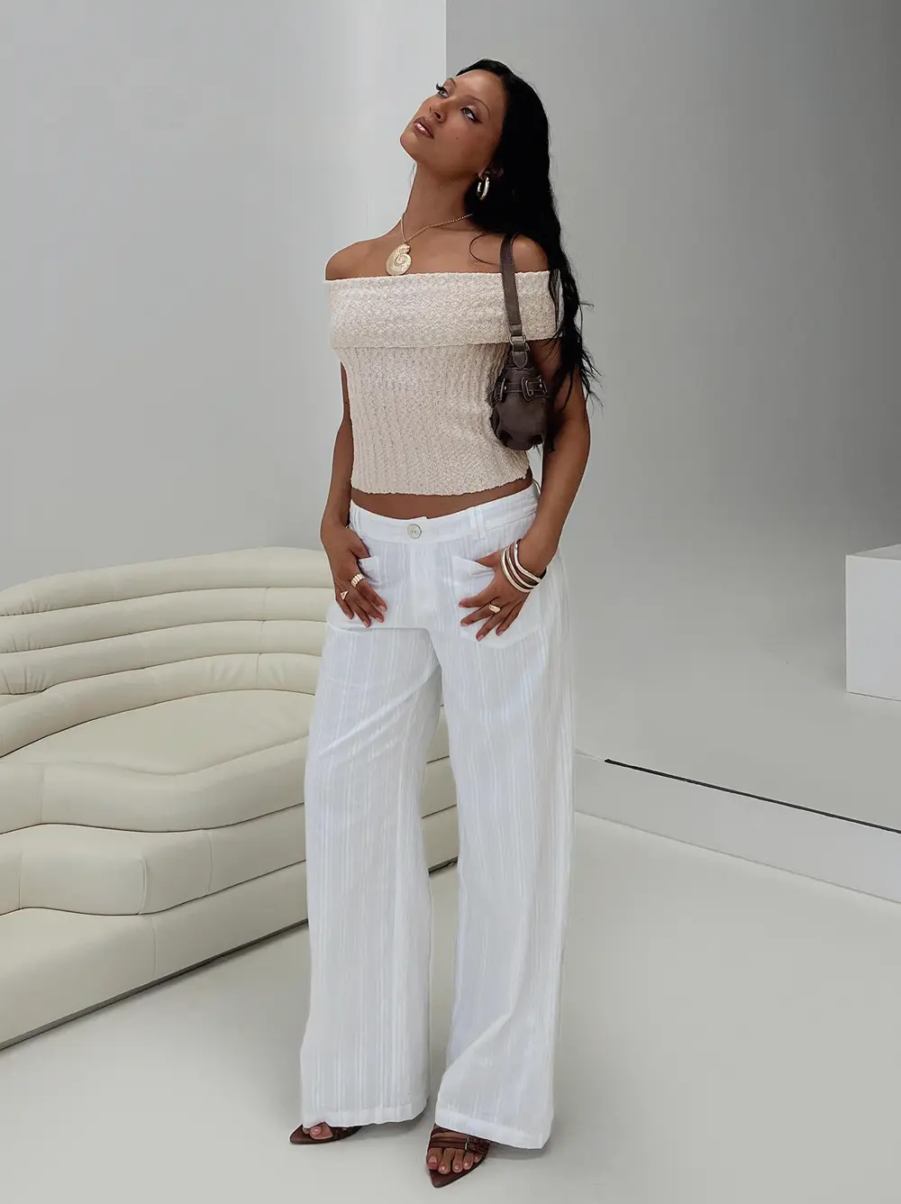 Vendi Low Rise Pant White