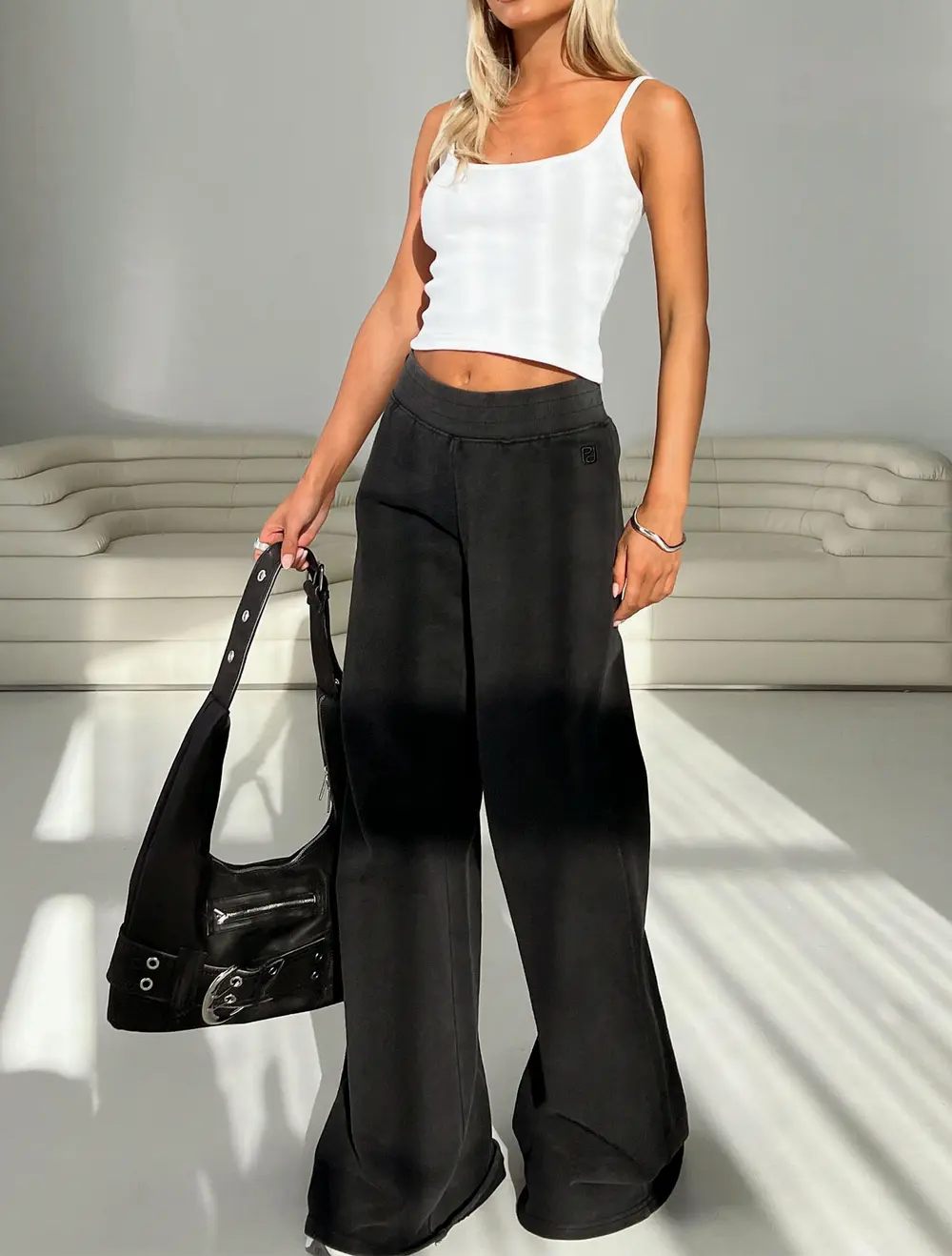 Summits Flared Track Pants Washed Black