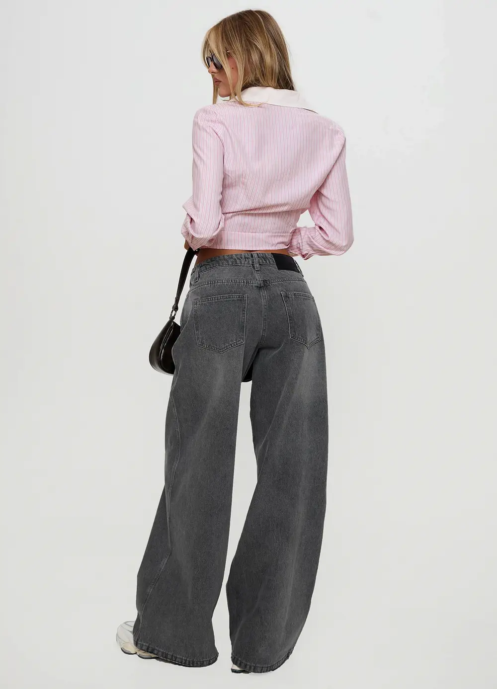 Ramos Low Rise Wide Leg Jeans Grey Wash