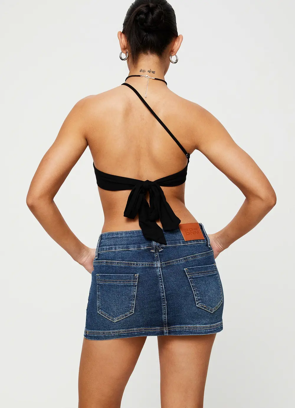 Faya Low Rise Denim Mini Skirt Dark Blue