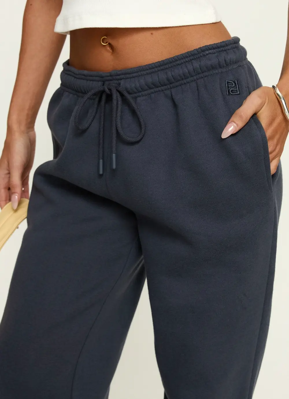 Caspa Dream Fleece Oversized Ankle Cuff Jogger Navy