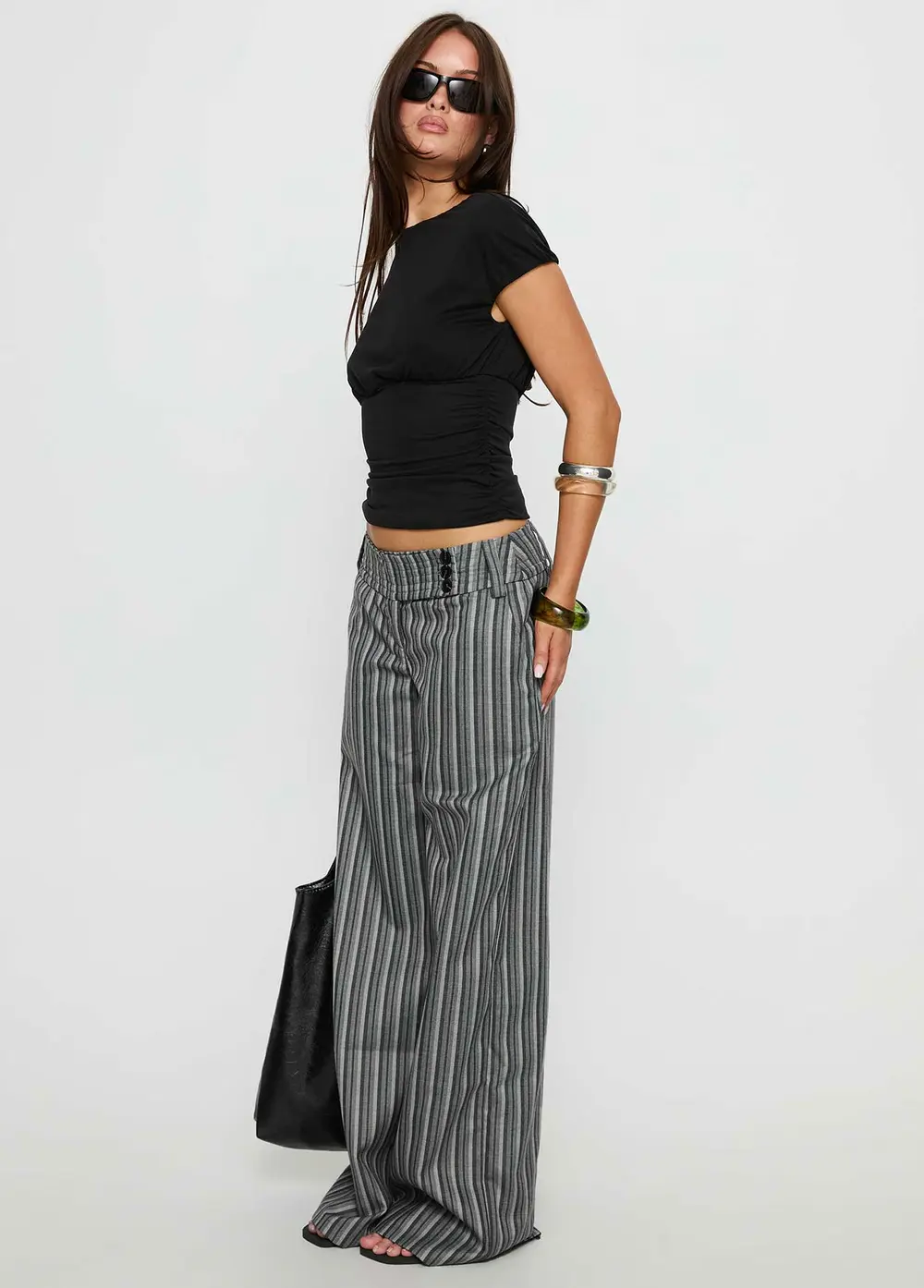 Cedars Low Rise Pant Grey Stripe