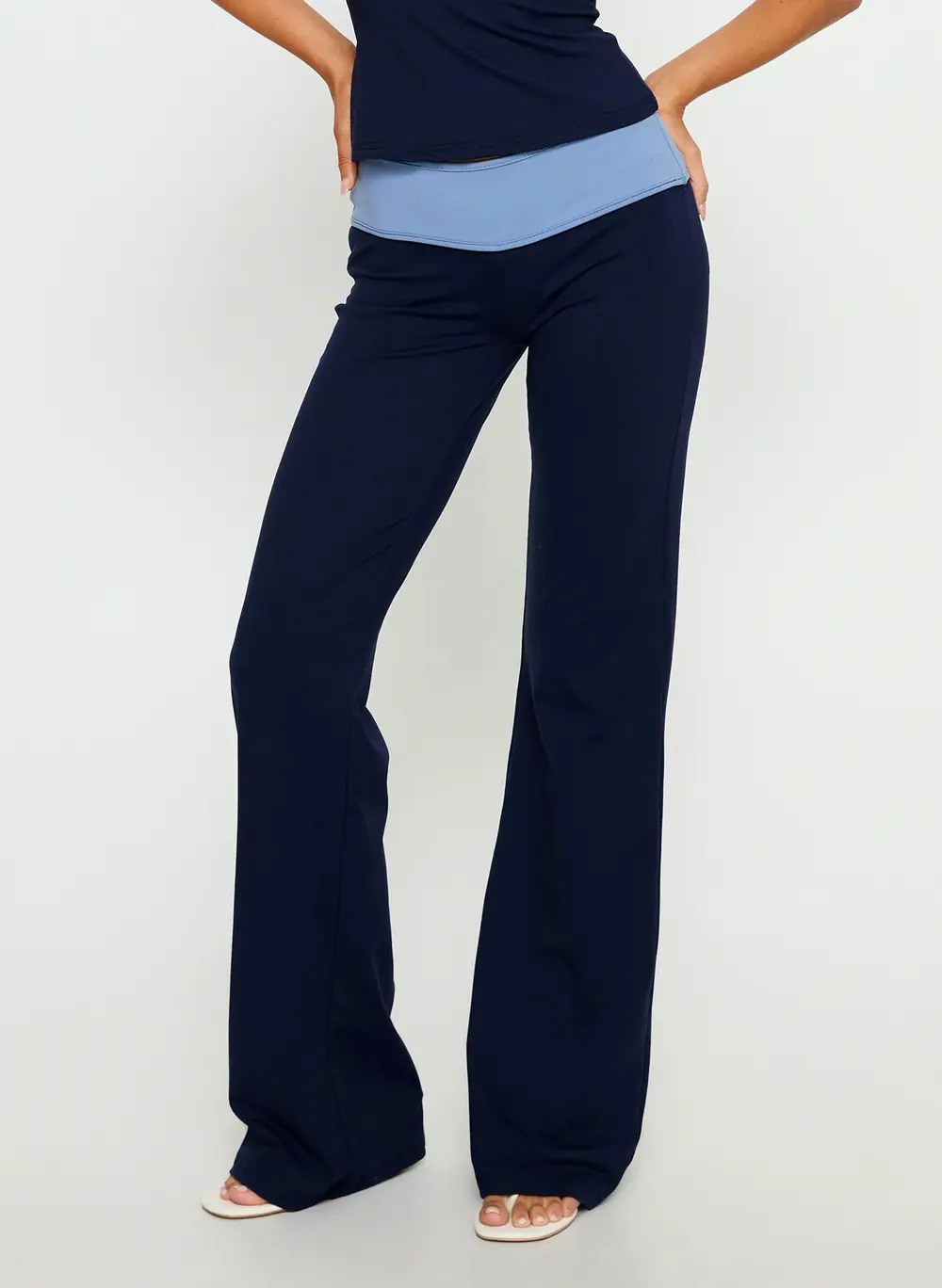 Kobee Jersey Flare Pants Navy / Light Blue