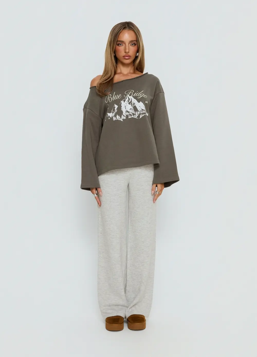 Bekki Wide Leg Knit Pant Grey Marle