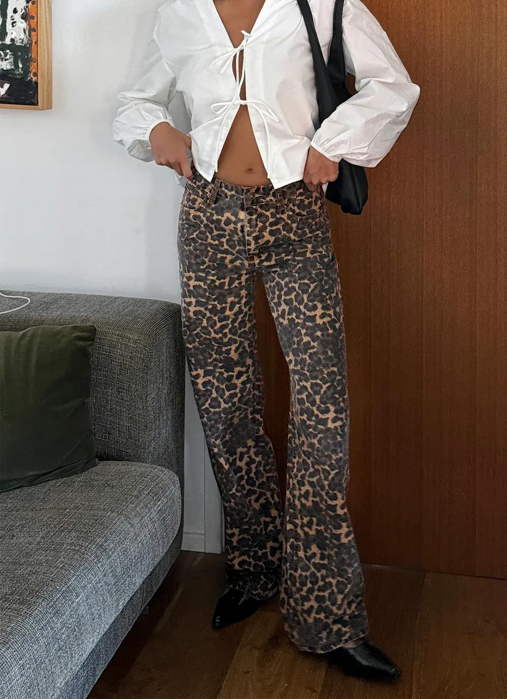 Top Model Low Rise Straight Leg Jeans Leopard