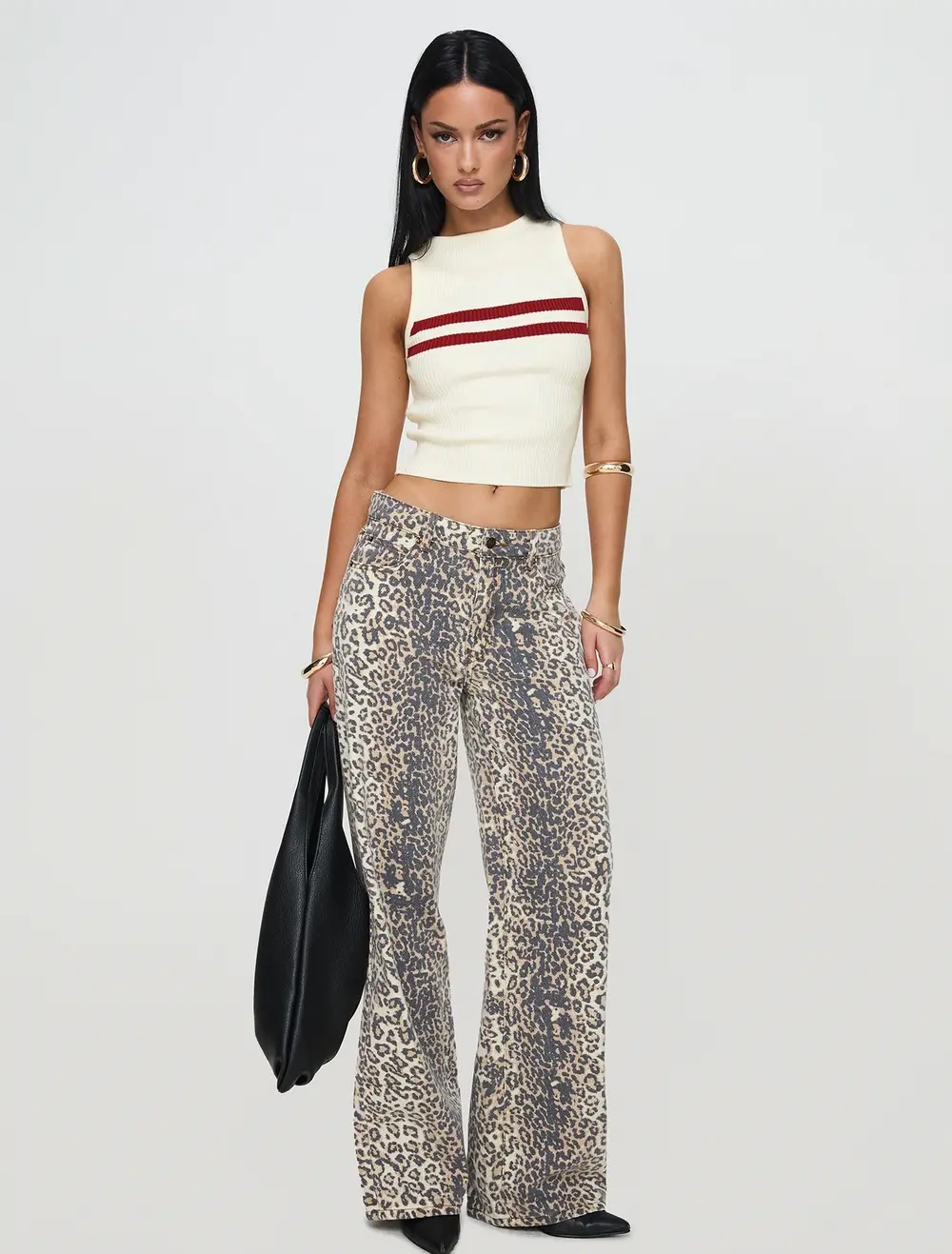 Top Model Low Rise Straight Leg Jeans Leopard Fade