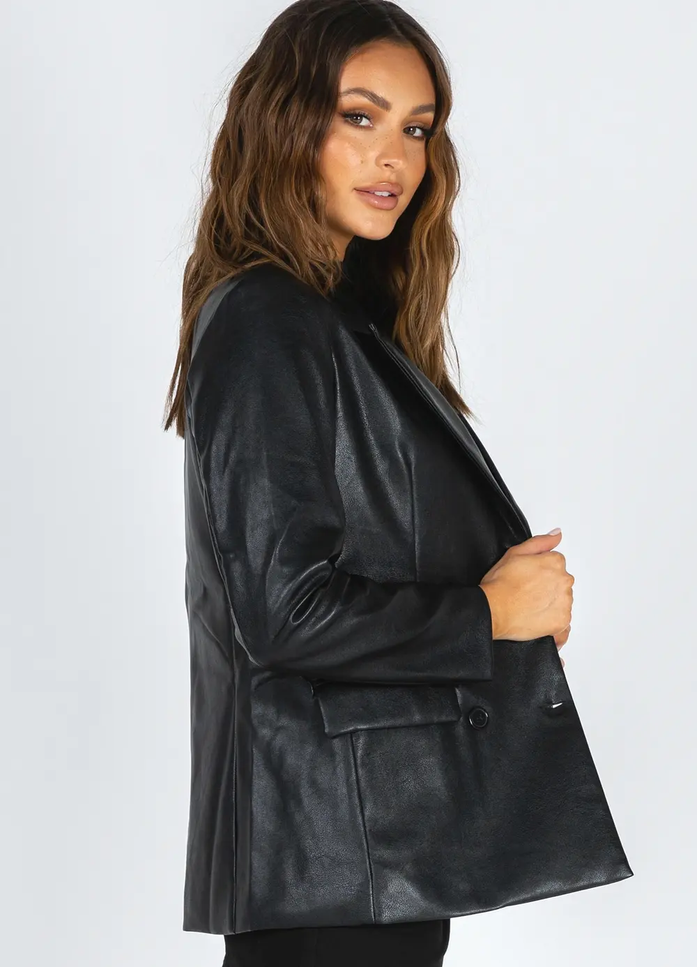 Ellen Faux Leather Blazer